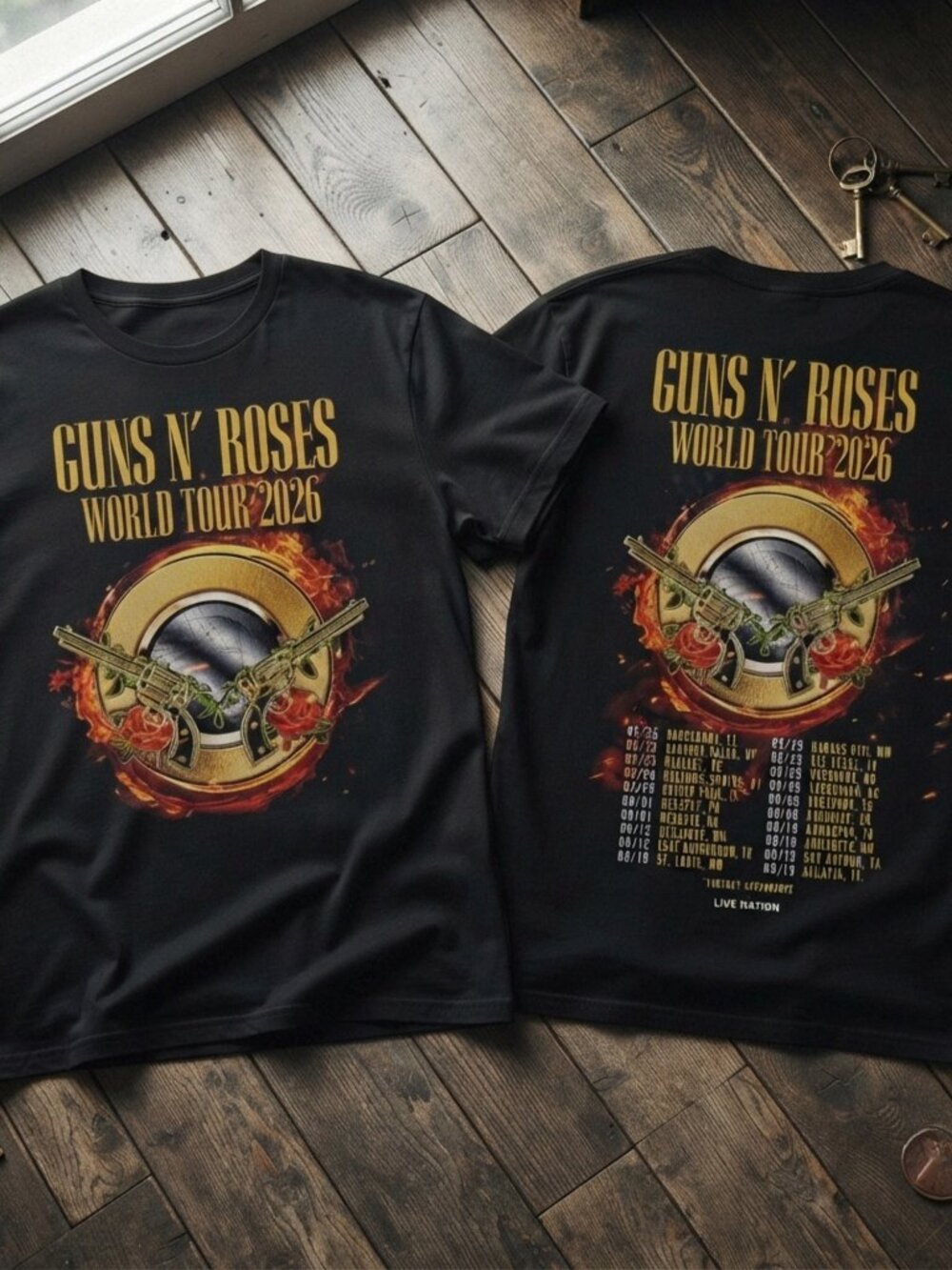 Gun N' Roses World Tour 2026 Vintage Graphic T-Shirt